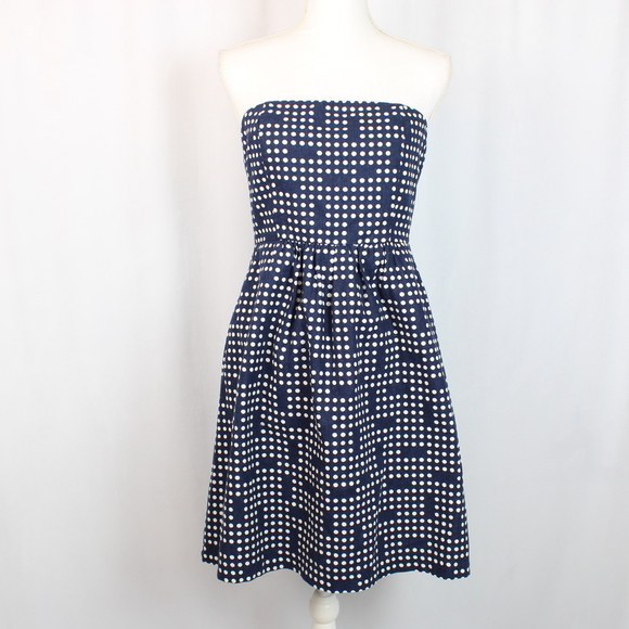 Gap Navy Polka Dot Strapless Dress - Picture 1 of 6
